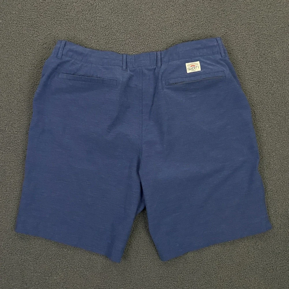 Faherty All Day Shorts Mens 36 Blue Chino Performance Hybrid Drawstrings